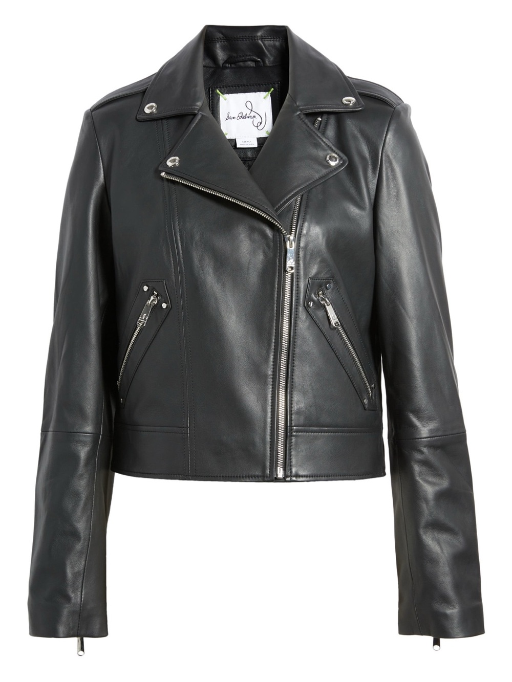 Sam Edelman Women's Lambskin Leather Moto Jacket, Black, Size XS